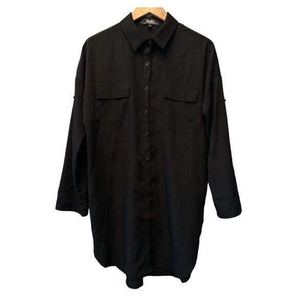 Lulus Women’s Shirt Dress Small Telegraph Route Black Shirt Dress Button Down - Picture 10 of 15